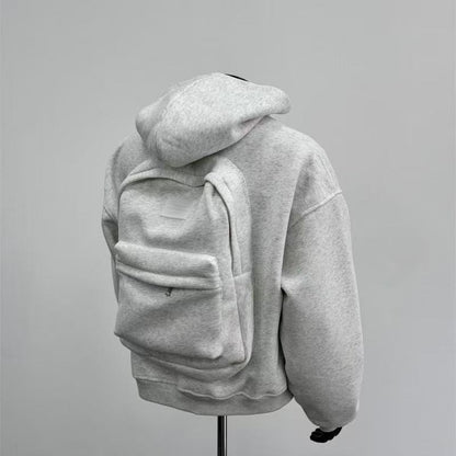 Sudadera con mochila integrada para viajes