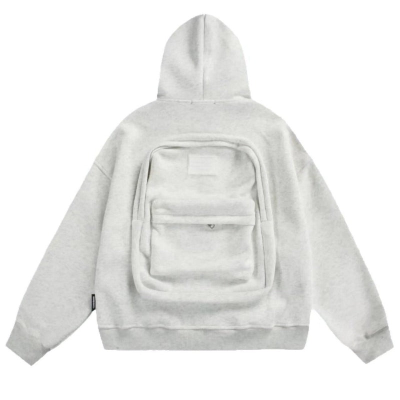 Sudadera con mochila integrada para viajes